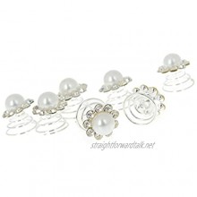 imixlot Women & Girl Big Bead Crystal Embellishment Swirl Hair Twists Coils Spirals Hair Pin Clip Pack of 12