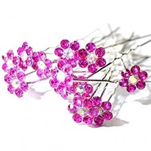 Mont Cherry High Quality Elegant ''Fuschia Big'' Crystal Flower Diamante Wedding Bridal Prom Hair Pins - 40 Pins by Trendz