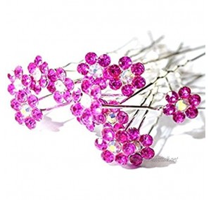 Mont Cherry High Quality Elegant ''Fuschia Big'' Crystal Flower Diamante Wedding Bridal Prom Hair Pins - 40 Pins by Trendz