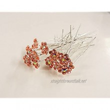 Mont Cherry High Quality Elegant ''Peach'' Crystal Flower Diamante Wedding Bridal Prom Hair Pins - 20 Pins by Trendz
