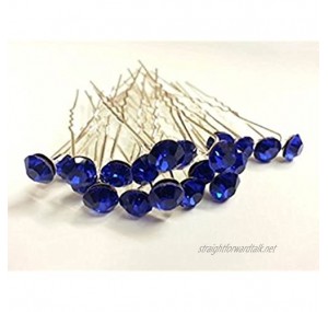 Mont Cherry High Quality Elegant Royal Blue Stud Crystal Diamante Wedding Bridal Prom Hair Pins - 20 Pins by Trendz