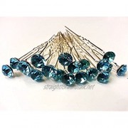 Mont Cherry High Quality Elegant Turquoise Stud Crystal Diamante Wedding Bridal Prom Hair Pins - 10 Pins by Trendz