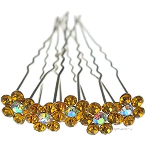 MontCherry Copper Gold Colour Crystal Flower Diamante Wedding Bridal Prom Hair Pins 20 Pins by Trendz