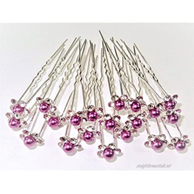 MontCherry Dark Purple Crystal Flower Diamante Wedding Bridal Prom Hair Pins 20 Pins by Trendz
