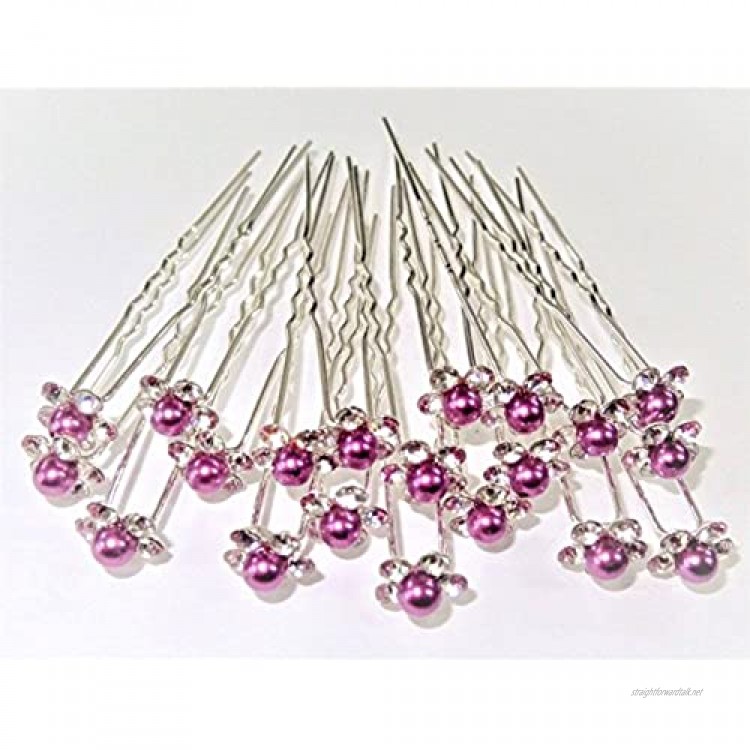 MontCherry Dark Purple Crystal Flower Diamante Wedding Bridal Prom Hair Pins 20 Pins by Trendz