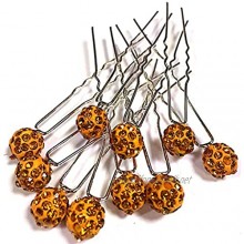 MontCherry Golden Brown Shamballa Crystal Diamante Wedding Bridal Prom Hair Pins 10 Pins by Trendz