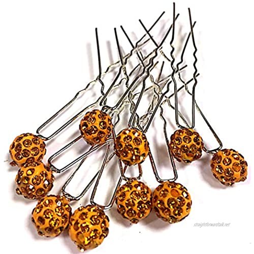 MontCherry Golden Brown Shamballa Crystal Diamante Wedding Bridal Prom Hair Pins 10 Pins by Trendz