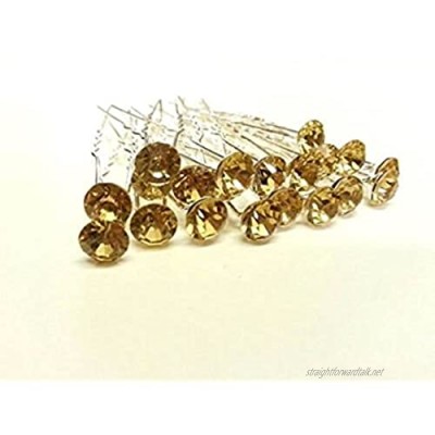 MontCherry Golden Brown Stud Crystal Diamante Wedding Bridal Prom Hair Pins 5 Pins by Trendz