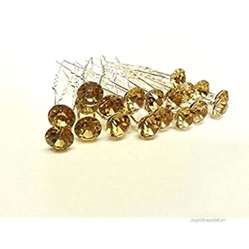 MontCherry Golden Brown Stud Crystal Diamante Wedding Bridal Prom Hair Pins 5 Pins by Trendz