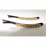MontCherry Golden Stones on Black Pins Crystal Diamante Wedding Bridal Prom Hair Pins Pack of 12 Pins by Trendz