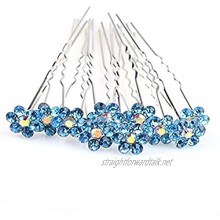 MontCherry Light Blue Crystal Flower Diamante Wedding Bridal Prom 3 Hair Pins by Trendz
