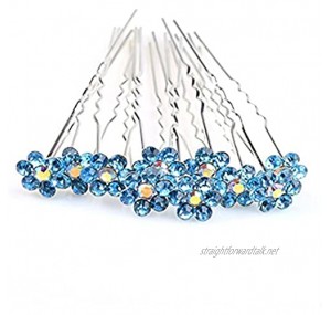 MontCherry Light Blue Crystal Flower Diamante Wedding Bridal Prom 3 Hair Pins by Trendz