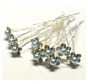 MontCherry Light Grey Pearl Crystal Flower Diamante Wedding Bridal Prom Hair Pins 40 Pins by Trendz