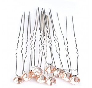 MontCherry Light Peach Pink Stud Crystal Diamante Wedding Bridal Prom 40 Hair Pins by Trendz