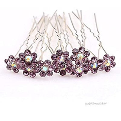 MontCherry Lilac Crystal Flower Diamante Wedding Bridal Prom Hair Pins 10 Pins by Trendz