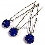 MontCherry Navy Blue Shamballa Crystal Diamante Wedding Bridal Prom Hair Pins 10 Pins by Trendz