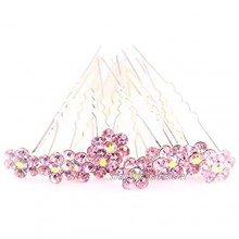 MontCherry Pink Big Crystal Flower Diamante Wedding Bridal Prom Hair Pins 20 Pins by Trendz