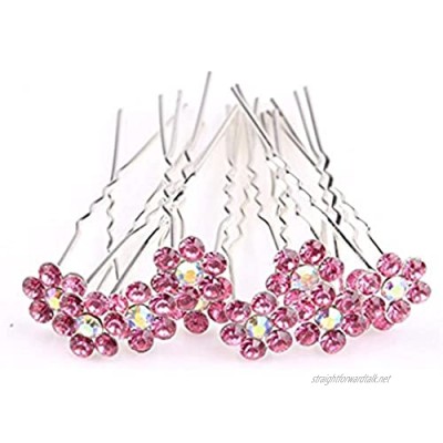MontCherry Pink Crystal Flower Diamante Wedding Bridal Prom Hair Pins 20 Pins by Trendz