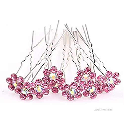 MontCherry Pink Crystal Flower Diamante Wedding Bridal Prom Hair Pins 20 Pins by Trendz