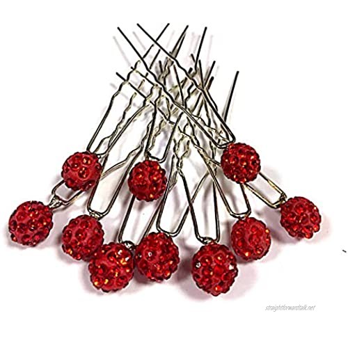 MontCherry Red Shamballa Crystal Diamante Wedding Bridal Prom Hair Pins 40 Pins by Trendz
