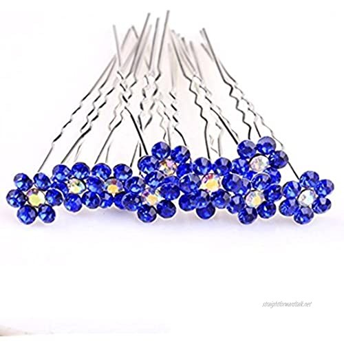 MontCherry Royal Blue Big Crystal Flower Diamante Wedding Bridal Prom Hair Pins 20 Pins by Trendz