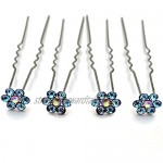 MontCherry Royal Turquoise Big Crystal Flower Diamante Wedding Bridal Prom Hair Pins 10 Pins by Trendz