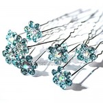 MontCherry Royal Turquoise Big Crystal Flower Diamante Wedding Bridal Prom Hair Pins 10 Pins by Trendz