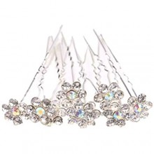 MontCherry Silver Big Crystal Flower Diamante Wedding Bridal Prom Hair Pins 5 Pins by Trendz