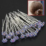 MontCherry Violet Big Crystal Flower Diamante Wedding Bridal Prom Hair Pins 3 Pins by Trendz