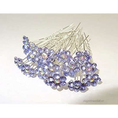 MontCherry Violet Big Crystal Flower Diamante Wedding Bridal Prom Hair Pins 3 Pins by Trendz