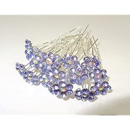 MontCherry Violet Crystal Flower Diamante Wedding Bridal Prom 10 Hair Pins by Trendz