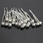 MontCherry White Pearl Crystal Flower Diamante Wedding Bridal Prom Hair Pins 10 Pins by Trendz