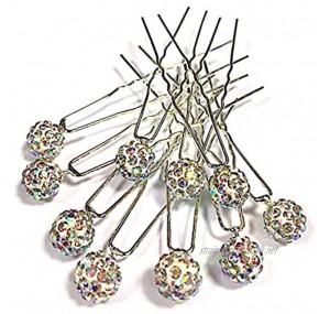 MontCherry White Rainbow Shamballa Crystal Diamante Wedding Bridal Prom Hair Pins 20 Pins by Trendz
