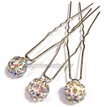 MontCherry White Rainbow Shamballa Crystal Diamante Wedding Bridal Prom Hair Pins 40 Pins by Trendz