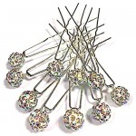 MontCherry White Rainbow Shamballa Crystal Diamante Wedding Bridal Prom Hair Pins 40 Pins by Trendz