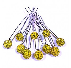 MontCherry Yellow Shamballa Crystal Diamante Wedding Bridal Prom Hair Pins 20 Pins by Trendz