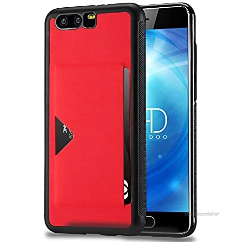 Radoo Huawei Honor 9 Case PU Leather Back Cover Flexible TPU Bumper Silicone Hybrid Cellphone Case [Slip Resistant] with Card Slots Holder for Huawei Honor 9 (Red)