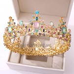 DANLINI Jeweled Baroque Queen Crown - Rhinestone Wedding Tiaras and Crowns for Women Bl