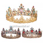 DANLINI Jeweled Baroque Queen Crown - Rhinestone Wedding Tiaras and Crowns for Women Bl