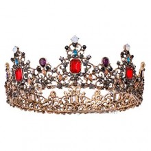 DANLINI Jeweled Baroque Queen Crown - Rhinestone Wedding Tiaras and Crowns for Women Bl 