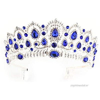 DANLINI Tiara Crowns Vintage Crystal Pageant Princess Crowns with Comb Bridal Tiaras 