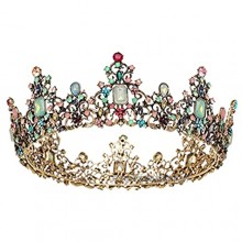 HAWFHH Colorful Diamonds Crown Jeweled Baroque Queen Crown Rhinestone Wedding Crowns And Tiaras Prom Party Halloween Costume