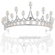 Ofgcfbvxd Ladies Headwear Bridal Tiara Accessories Rhinestone Tiaras Crowns Pageant Designs Vintage Crystal Tiara Wedding Crown Crown (Color : White Size : 15.5 * 7(cm))