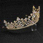 Ofgcfbvxd Ladies Headwear Rhinestone Bridal Tiara Princess Headpieces Party Hair Accessories Full Round Crystal Crown Crown (Color : Gold)
