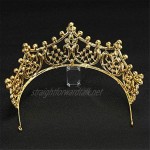 Ofgcfbvxd Ladies Headwear Rhinestone Bridal Tiara Princess Headpieces Party Hair Accessories Full Round Crystal Crown Crown (Color : Gold)