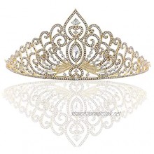 Ofgcfbvxd Ladies Headwear Tiara With Side Comb Gold Vintage Crystal Rhinestone Bridal Wedding Crown Crown (Color : Gold)