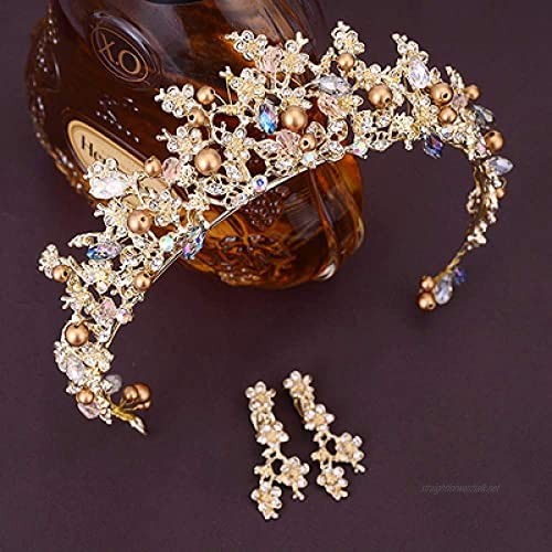 OKMIJN Bridal Crown Flower Bride Hair Jewelry Crystal Hair Wedding Tiara Crown Hair Accessories Jewelry