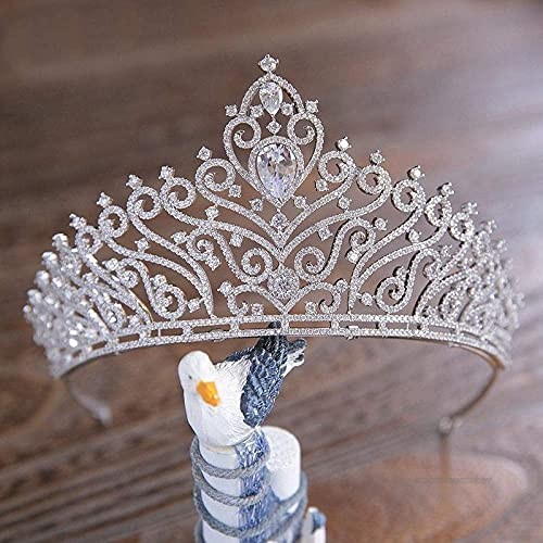 OKMIJN Fashion Big Crystal Silver Plated Bridal Hair Jewelry Tiara And Crown Wedding Hair Accessories For Women