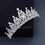 OKMIJN Full Crown Clear Rhinestone Crystal Silver Plated Tiara Pageant Bridal Prom Wedding Crown