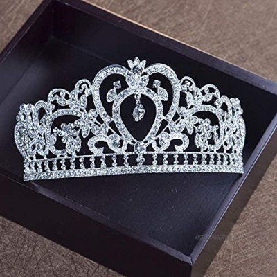 OKMIJN Gorgeous Sparkling Silvery Crystal Big Party Show Pageant Crown Wedding Tiara Bridal Tiara Hair Accessories